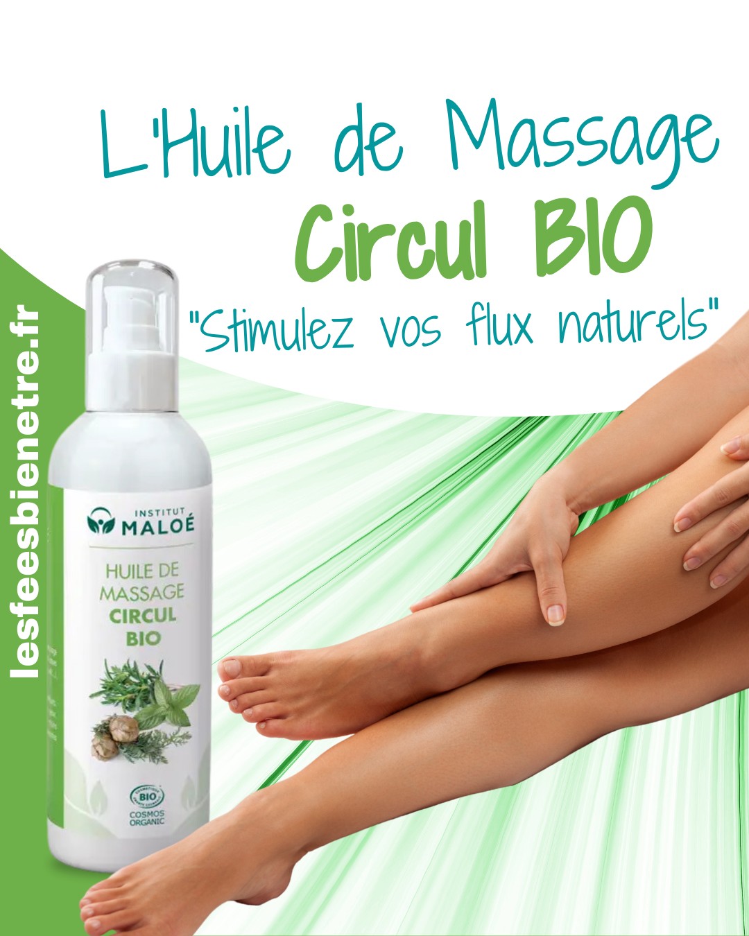 Huile de Massage Circulation aux Huiles Essentielles BIO 200ml - Institut Maloé Chez Les Fées Bien-Être