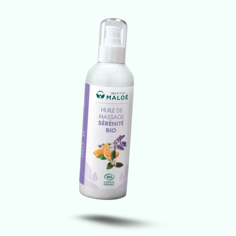 Huile de Massage Sérénité aux Huiles Essentielles BIO 200ml - Institut Maloé Chez Les Fées Bien-Être
