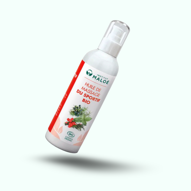 Huile de Massage Sportif aux Huiles Essentielles BIO 200ml - Institut Maloé Chez es Fées Bien-Être
