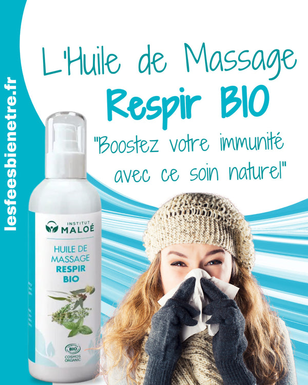 Huile de Massage Respiratoire aux Huiles Essentielles BIO 200ml - Institut Maloé