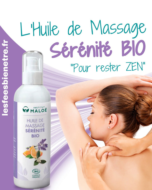 Huile de Massage Sérénité aux Huiles Essentielles BIO 200ml - Institut Maloé